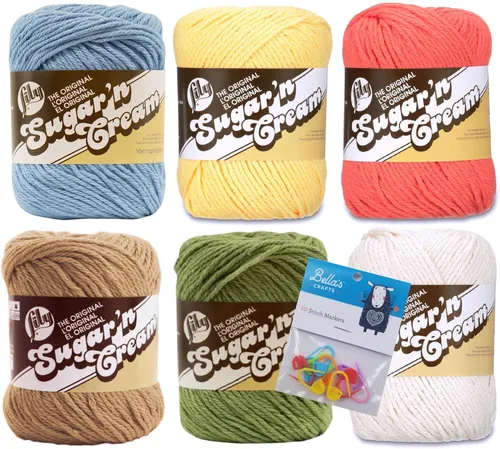 Vista 14 de Lily Sugar'n Cream - Paquete de 6 hilos de 100 % algodón con marcadores de puntada Bella's Crafts (mezcla azul)
