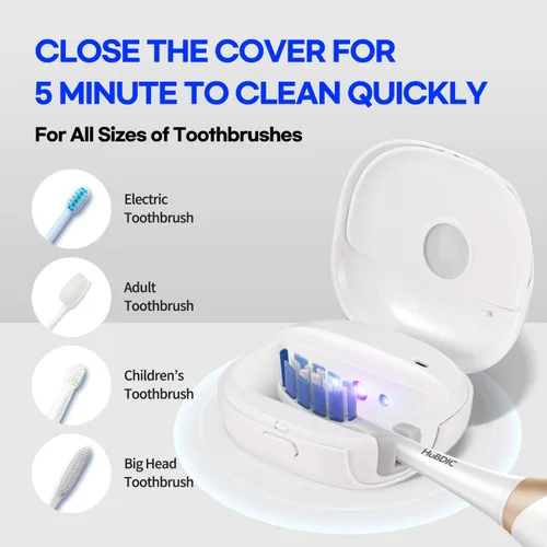 Vista 2 de HubiCare - Funda para cepillos de dientes, fundas para cepillos de dientes con soporte, cepillo de dientes recargable para el hogar y soporte, Beige