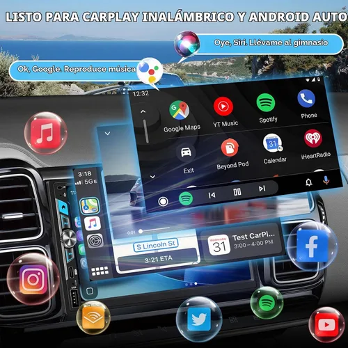 Vista 2 de Estéreo de pantalla táctil doble DIN de 7 ": radio de coche inalámbrica CarPlay Android Auto