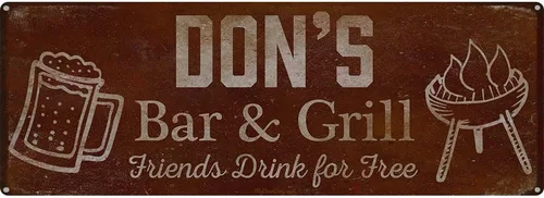 Vista 97 de Adam's Bar and Grill Friends Drink for Free, cartel de aluminio de 5.75 x 15.5 pulgadas, accesorios personalizados para bar y decoración de pared