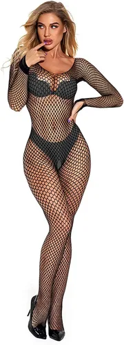 Vista 2 de Women Sheer Mesh Leopard Print Bodystocking Bodysuit Lingerie Sexy One Shoulder Leg Asymmetric Teddy Onesie Babydoll Clubwear