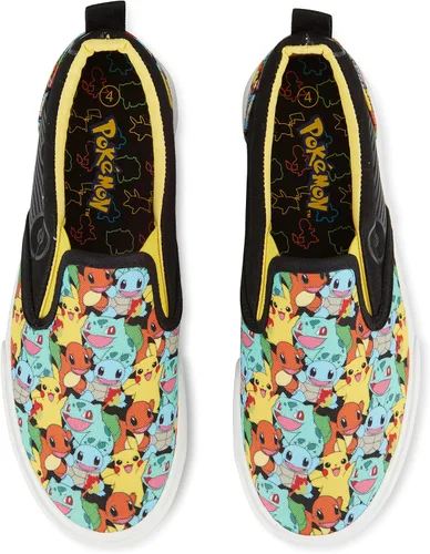 Vista 2 de Pokemon Zapatos sin cordones Pikachu para niños, tenis sin cordones Pikachu para niños, tenis sin cordones de lona Pikachu Charmander Bulbasaur