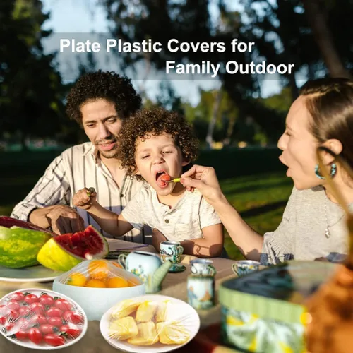 Vista 7 de 200 fundas elásticas de plástico reutilizables para tazones, fundas de almacenamiento de alimentos con fundas elásticas para tazones para sobras