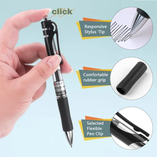 Vista 3 de Bribobo Bolígrafos de gel de punta fina, bolígrafos de escritura suave, bolígrafos retráctiles de tinta negra para suministros de oficina escolar