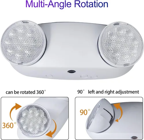 Vista 4 de TANLUX Luces de emergencia LED con batería de respaldo, luces de emergencia comerciales ajustables de dos cabezales, certificación UL, CA 120/277 V