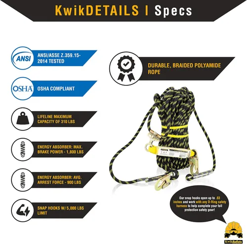 Vista 5 de KwikSafety - Charlotte, NC - GATOR [COMBO] Anclaje de techo reutilizable temporal + conjunto de cuerda de línea de vida vertical de 50 pies, probado
