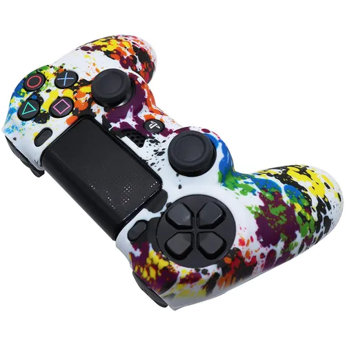 Vista 5 de Sofunii 2pcs Skin for PS4 Controller, Anti-Slip Silicone Cover Shell Case with 8 Thumb Grip Caps, Compatible with PlaySation 4 Slim/Pro Controller