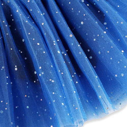 Vista 7 de EQSJIU Leotardo de ballet de manga larga con falda tutú para niñas, baile, gimnasia, niños pequeños, vestido de fiesta de copo de nieve brillante