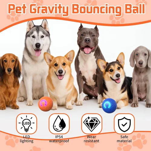 Vista 3 de Juguetes interactivos para perros con bolas, 2026 Bola de rodar y temblor automática para cachorros y perros pequeños y medianos, bola inteligente