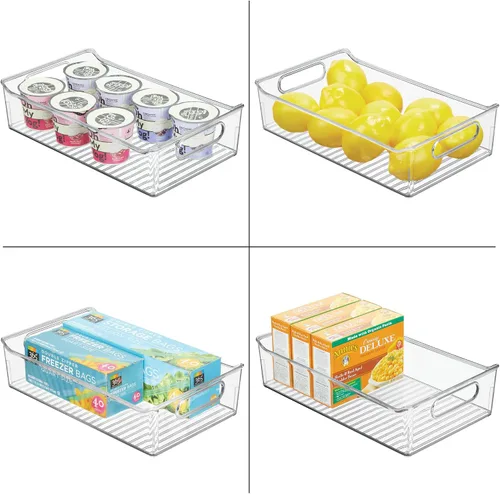 Vista 6 de iDesign Organizador de almacenamiento de despensa de plástico con asas, juego de 2, contenedores transparentes