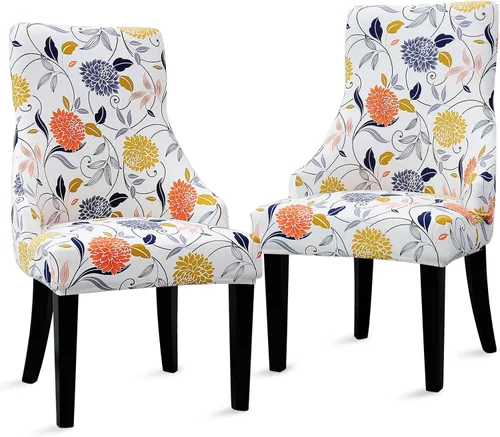 Vista 9 de Liykimt Juego de 1 funda elástica para silla lateral con respaldo de ala, funda decorativa para silla de comedor con brazo, lavable tapizada