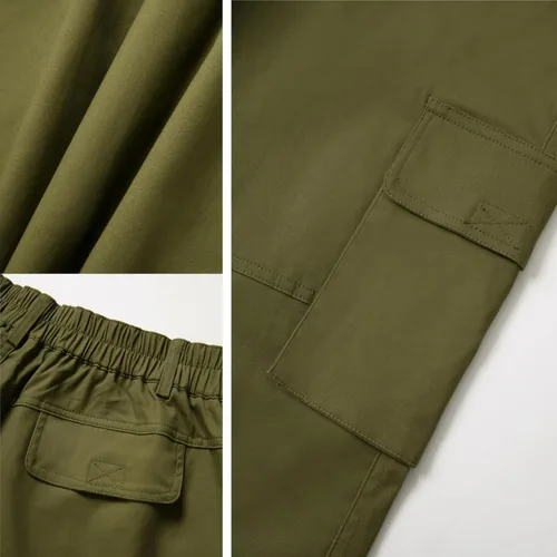 Vista 4 de Cargo Pants for Men Multi Pockets Work Pants Cotton Stretch Elastic Waist Relaxed Fit Hiking Outdoor Casual