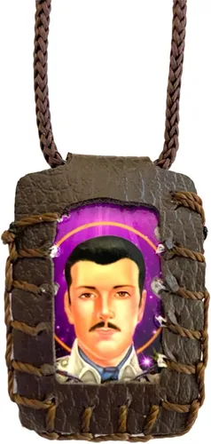 Vista 2 de Jesús Malverde Collar Escapulario Marrón Escapulario Café Collar, Cordón