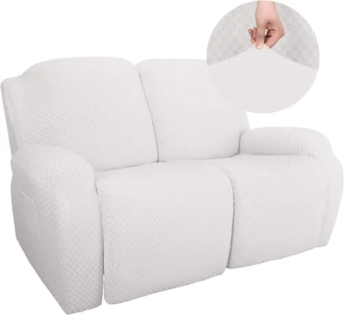 Vista 59 de YEMYHOM Funda elástica de 4 piezas para silla reclinable de jacquard con bolsillo lateral, antideslizante, ajustable, protector de muebles con parte