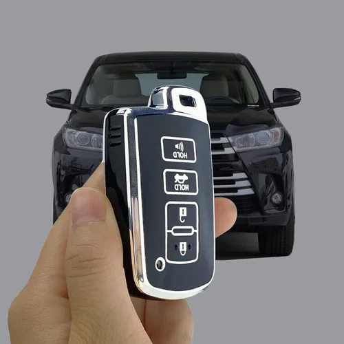 Vista 4 de Funda para llavero compatible con Toyota Highlander Camry RAV4, Corolla Avalon, Tacoma, Tundra 4Runner Sequoia, accesorios, protector de carcasa