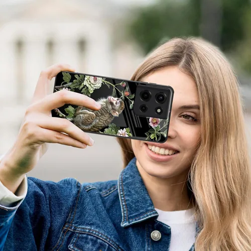 Vista 196 de Funda para Motorola Moto Edge 2022, cubierta trasera de vidrio templado con protector de pantalla, funda protectora a prueba de golpes para Motorola