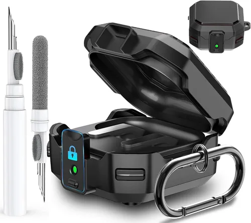 Vista 9 de Funda para Galaxy Buds 4 Pro/Buds4 con clip de bloqueo seguro, a prueba de golpes para Samsung Galaxy Buds 4/4 Pro 2026 con mosquetón y kit