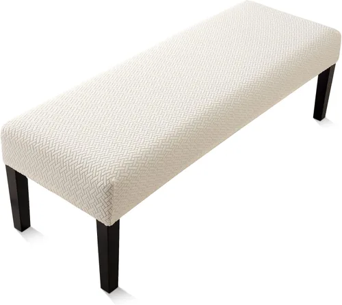Vista 10 de Fuloon - Funda elástica de jacquard para banco de comedor, antipolvo, desmontable, funda para banco lavable, protector de cojín de asiento para Beige