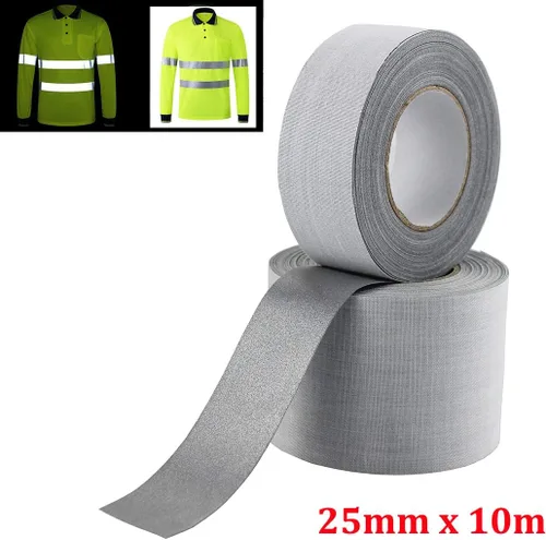 Vista 2 de Cinta de tela reflectante plateada de seguridad DIY para coser 25mmx10m (1" x 33')