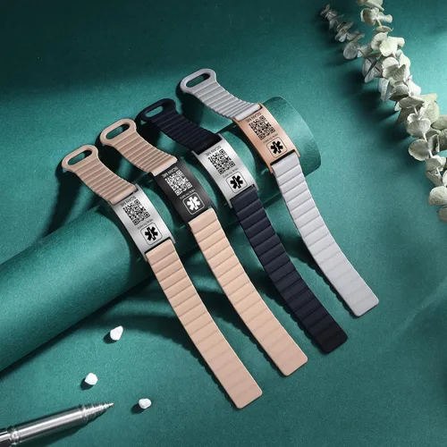Vista 7 de Medical Bracelets for Men Women with QR Code Medical Alert ID Bracelets