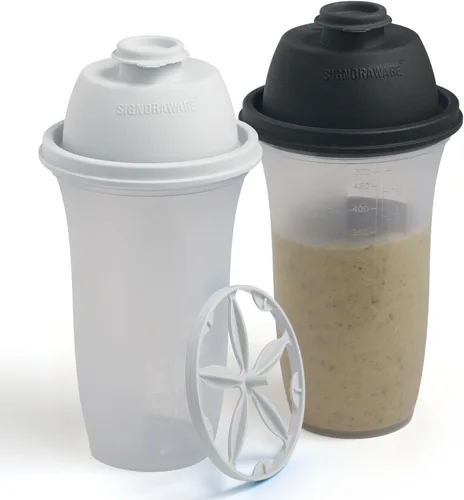 Vista 6 de SIGNORA WARE Shaker Bottles - Botella de plástico para batido de proteínas de 17 onzas para batidos y licuados de reemplazo de comidas, bebidas