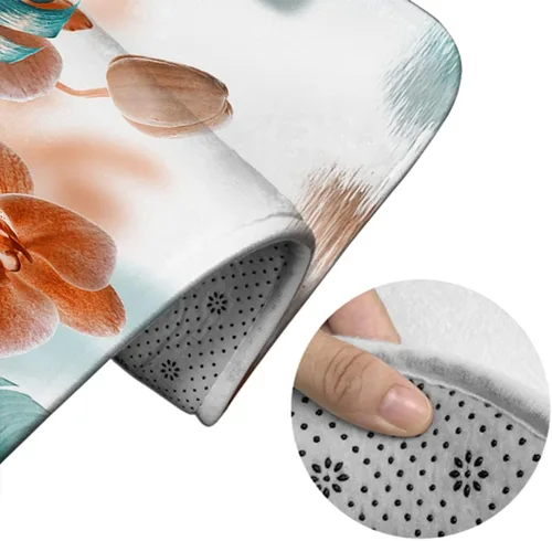 Vista 4 de WONDERTIFY Orchid - Alfombrilla antideslizante para baño, diseño floral, tropical, hoja zen, reflejo zen, juego de alfombras de baño, tapete