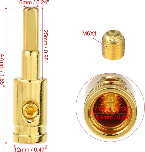 Vista 3 de X AUTOHAUX Reductor de entrada de amplificador de cobre calibre 8 audio estéreo para automóvil AWG Pin Power Reductor de cable de tierra tono dorado