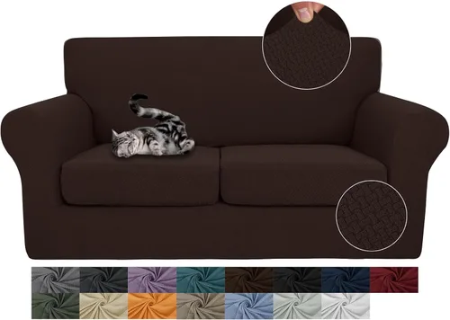 Vista 49 de JIVINER Fundas de sofá de 3 piezas para sofá de 2 cojines, funda elástica para sofá con 2 fundas de cojín de asiento extra grandes, fundas de sofá