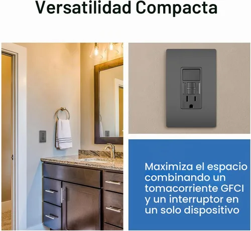 Vista 4 de Pass & Seymour 1597swttrbkccd4 GFCI Receptacle/single-pole Switch, 15 A, Negro, 4