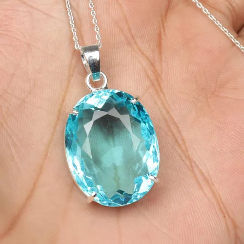 Vista 3 de GEMHUB Gemstone Pendant Without Chain 44 CT-135 CTOval Shape Sterling Silver Pendant Jewelry WomenGirls
