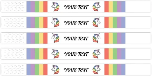 Vista 2 de Pulseras ajustables personalizadas con identificación de seguridad resistente al agua (tema de unicornio)