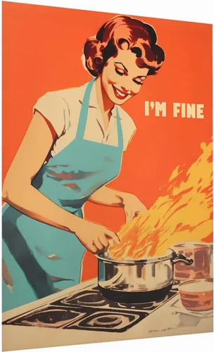 Vista 21 de Impresión retro de cocina – Divertido póster de los años 50, impresión retro de cocina, arte de pared de cocina feliz ama de casa, decoración retro