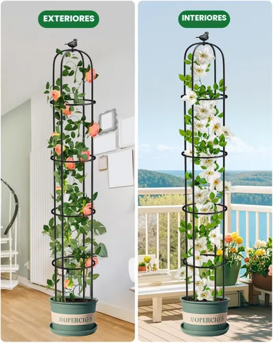 Vista 7 de Enrejado de obelisco de jardín de 6.2 pies para plantas trepadoras, tubo de metal inoxidable con revestimiento de plástico resistente, para jardín