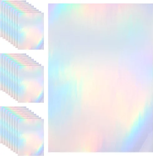 Vista 11 de Outus 24 hojas de papel adhesivo holográfico, hojas de laminado holográfico, láminas de superposición transparente, laminación adhesiva de vinilo