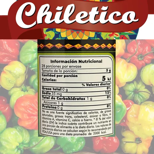 Vista 2 de Chiletico Salsa picante caribeña, nivel de calor medio hecho a mano desde Costa Rica con verduras frescas y especias naturales, sabor gourmet
