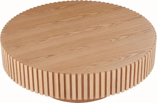 Vista 9 de KEVINSPACE Mesa de centro redonda de 35.43 pulgadas para sala de estar, pedestal de madera redonda, mesa de centro para sala, mesa de centro