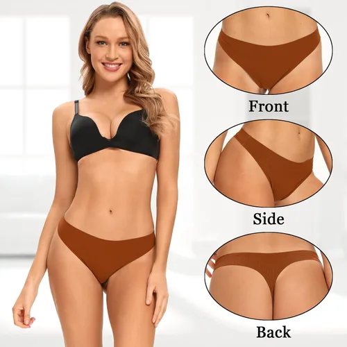 Vista 2 de Sofeavo Tangas sin costuras para mujer, bragas invisibles, ropa interior cómoda y transpirable sin costuras