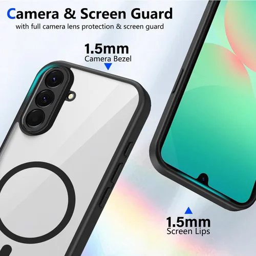 Vista 33 de Funda magnética transparente compatible con Xiaomi 17T, color negro 2 en 1 PC + TPU cubierta de teléfono a prueba de golpes, carcasa protectora