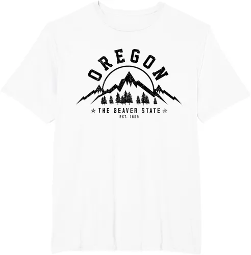 Vista 8 de Oregon The Beaver State Est. 1859 Vintage Mountains - Camiseta de regalo, gris, S