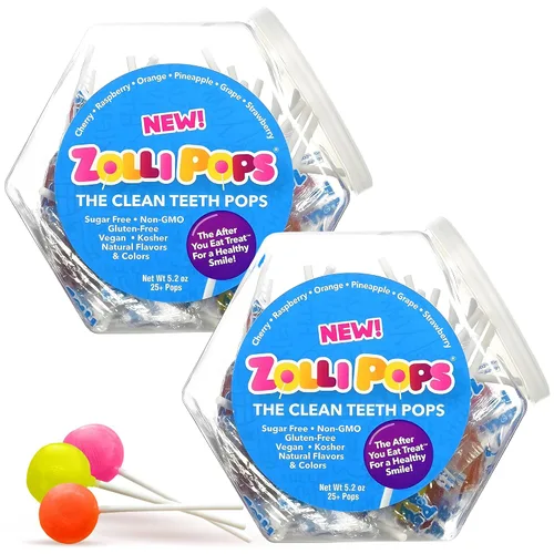 Vista 21 de Zolli Drops - Caramelos sin azúcar con xilitol, paletas sin colorantes, aptos para dieta cetogénica y diabética, golosinas aprobadas por dentistas
