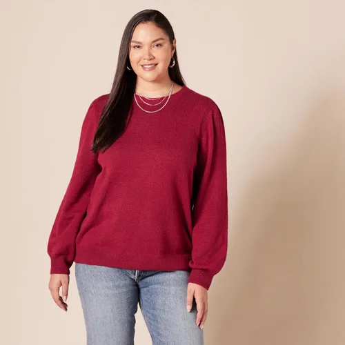 Vista 6 de Tienda Essentials - Suéter de cuello redondo con hombros plisados suave al tacto para mujer