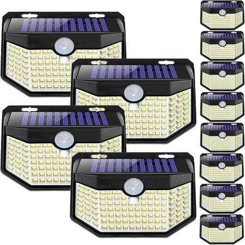 Vista 11 de HMCITY Luces solares para exteriores, 120 LED con 3 modos de iluminación, luces de pared con sensor de movimiento, IP65, impermeable, alimentadas