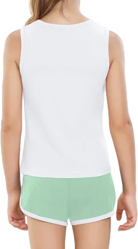 Vista 5 de Girls Shorts Sets Kids Summer 2 Piece Outfits Clothes Tennis Running Tank Top Shirts Dolphin Shorts