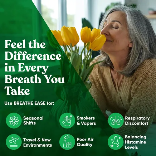 Vista 6 de Breathe Descongestionante de los senos y los pulmones, fuerza de acción efectiva, protección estacional, congestión nasal, bienestar bronquial