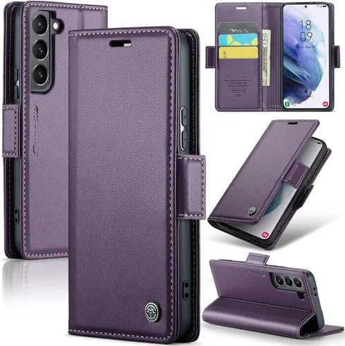 Vista 25 de Funda tipo cartera compatible con Samsung Galaxy S21 con tarjetero de bloqueo RFID, funda de piel con función atril para Samsung Galaxy S21 de 6.2