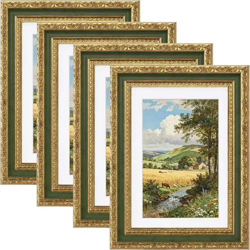 Vista 14 de eletecpro 8x10 Vintage Picture Frame, Glass Cover, Gold, 4-Pack Dorado
