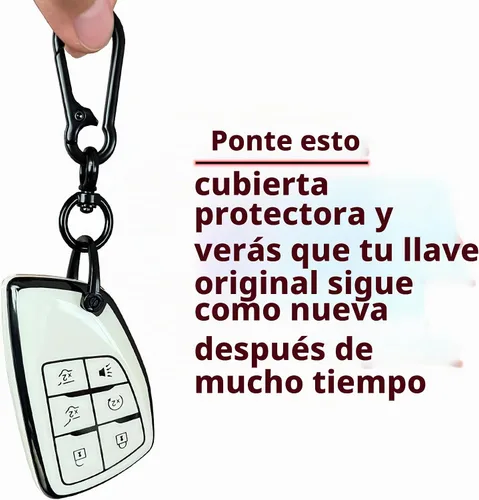 Vista 6 de Carcasa protectora para llave inteligente para Chevy con llavero compatible con Chevy Tahoe Suburban GMC Yukon Denali Silverado 2021-2025