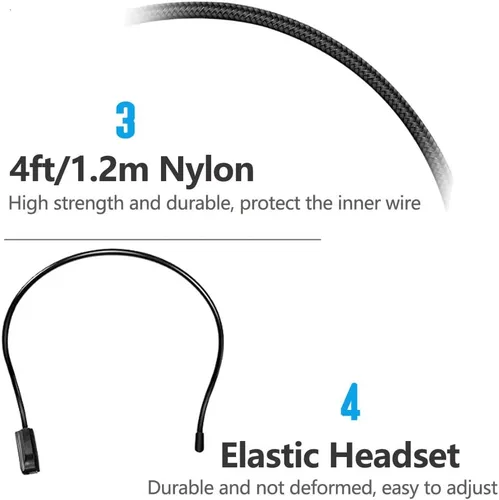 Vista 6 de VOVIGGOL 2 piezas de micrófono auricular con micrófono, cable flexible para amplificador de voz, auricular con conector jack de 3.5mm para cantar