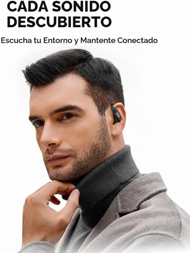 Vista 5 de 1MORE S70 - Auriculares abiertos con Bluetooth, inalámbricos y cómodos, para salir del oído, equilibrio AIR+, IPX5 impermeable, 40 horas de Negro
