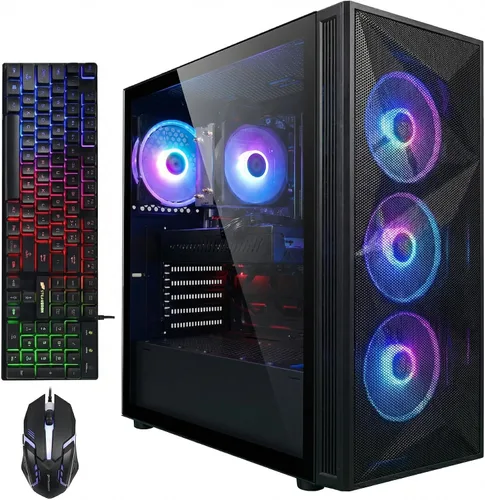 Vista 10 de Escritorio para PC para juegos STGAubron, Corei5 8ª generación, RX 550 4G, DDR4,512G SSD de 16G Gaming Computer Tower for Streaming,Video